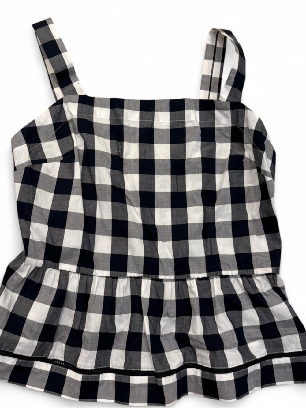 Women’s Navy & White Gingham Peplum Tank Top